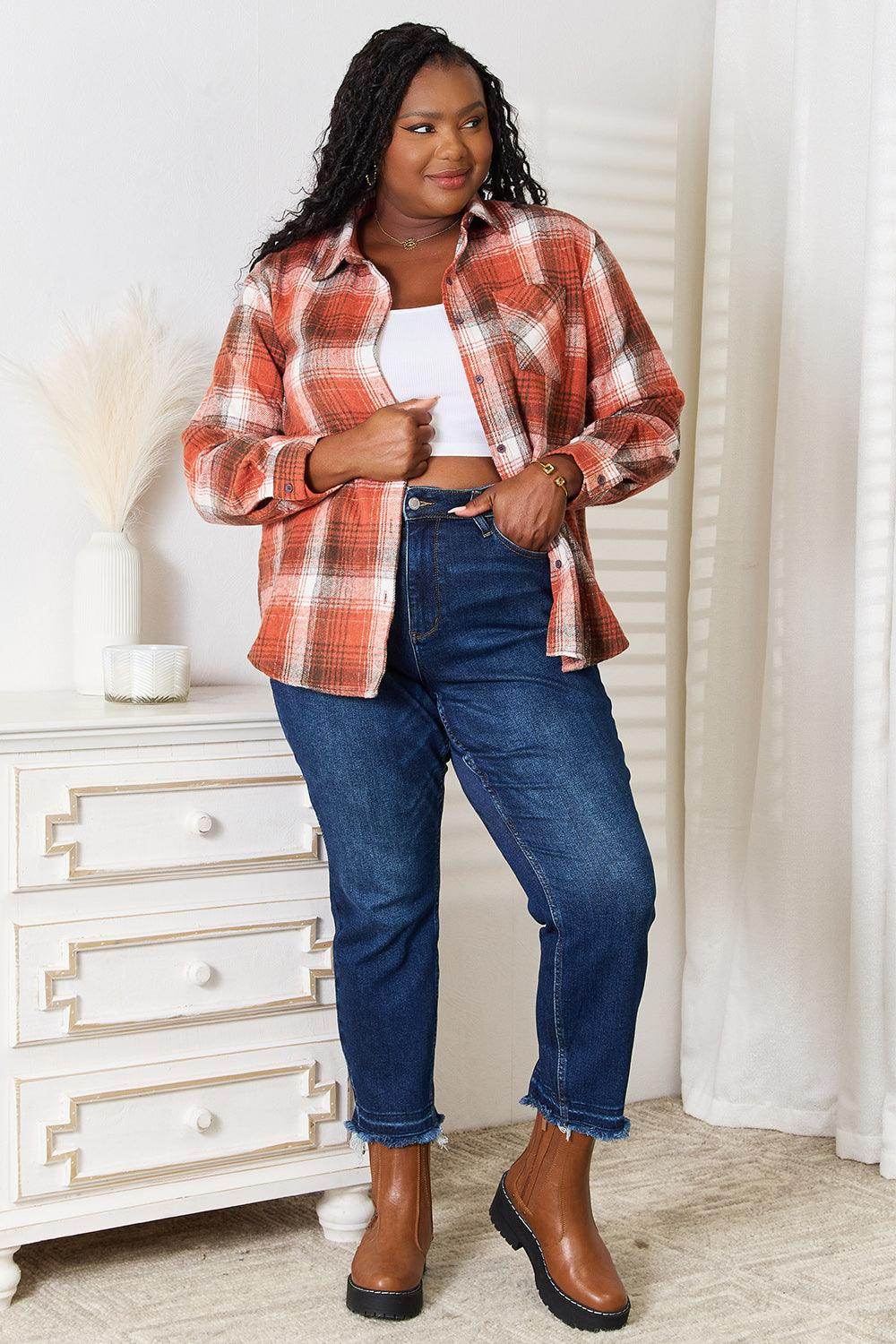 Plaid Collared Neck Long Sleeve Shirt for Stylish Outfits