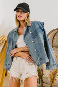 BiBi Button Up Long Sleeve Denim Jacket for Everyday Style