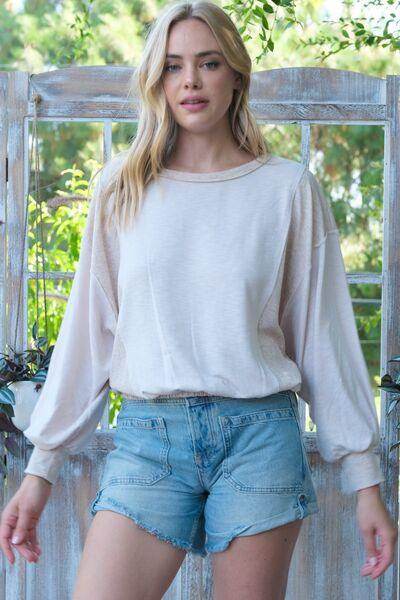 Hailey & Co Rib and Two Tone Knit Mixed Top for Women