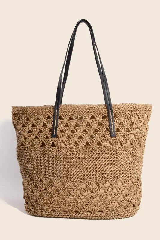 Fame Faux Leather Handle Tote Bag For Women
