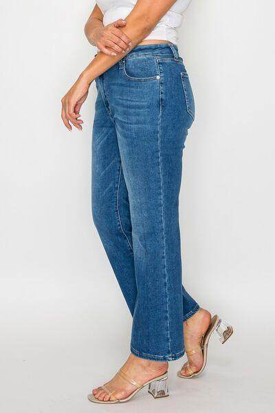 Bytos Full Size Cat's Whiskers Mid Rise Ankle Jeans For Women