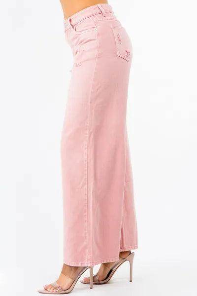 American Bazi High Waist Distressed Wide Leg Jeans Women