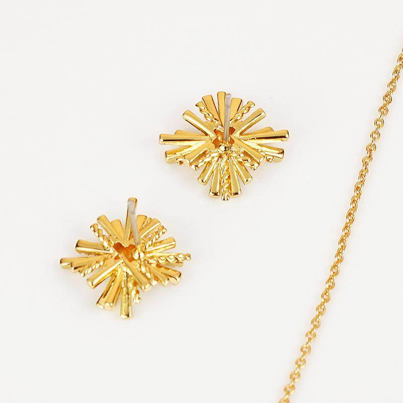 Starburst Gold-Plated Earrings and Necklace Set for Women