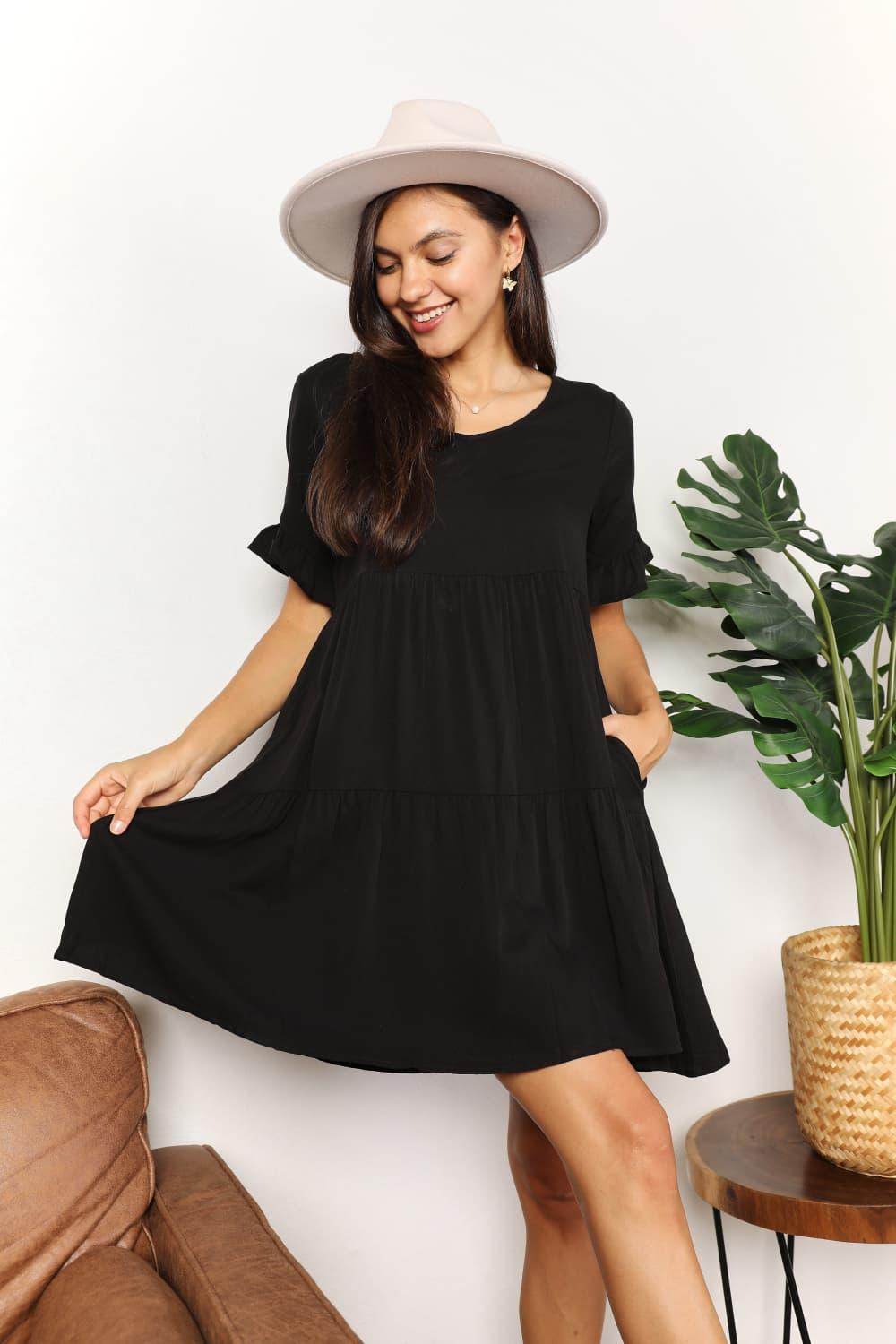 Mandy V-Neck Flounce Sleeve Tiered Dress for All Occasions