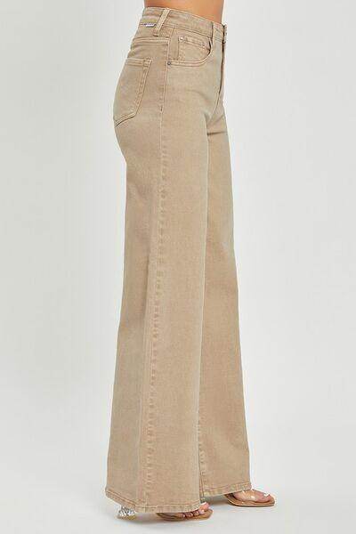 RISEN Full Size Tummy Control High Rise Wide Leg Jeans