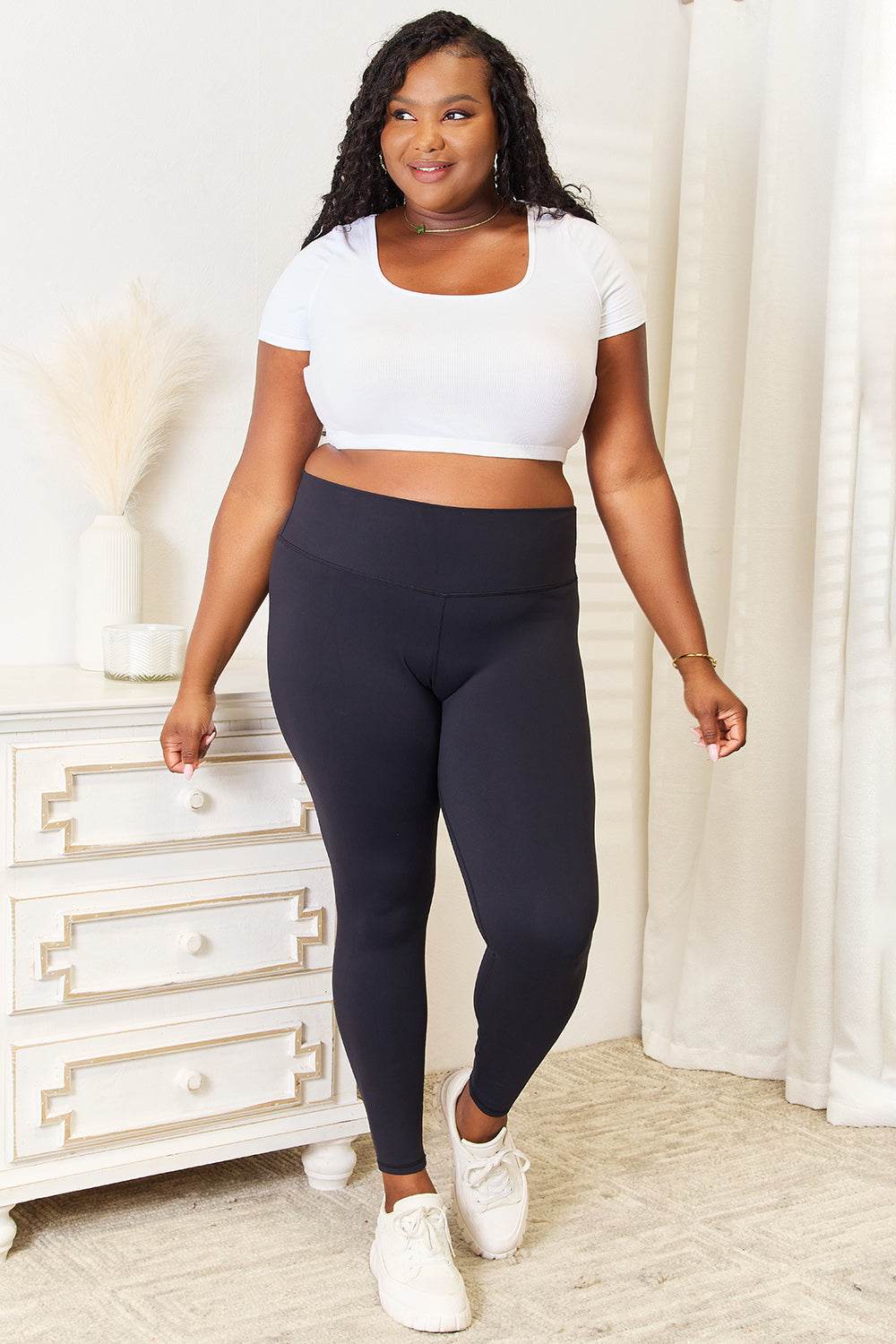 Double Take Wide Waistband Sports Leggings for Women