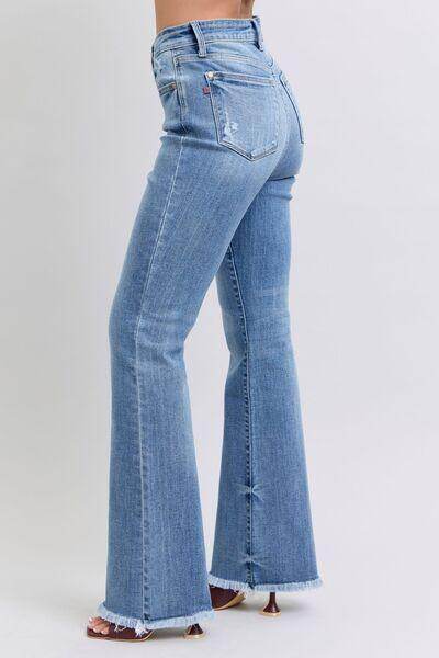Judy Blue Full Size Raw Hem High Rise Bootcut Jeans for Women