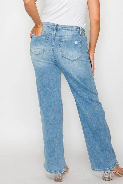 Bytos Full Size Distressed High Rise Straight Jeans For Women
