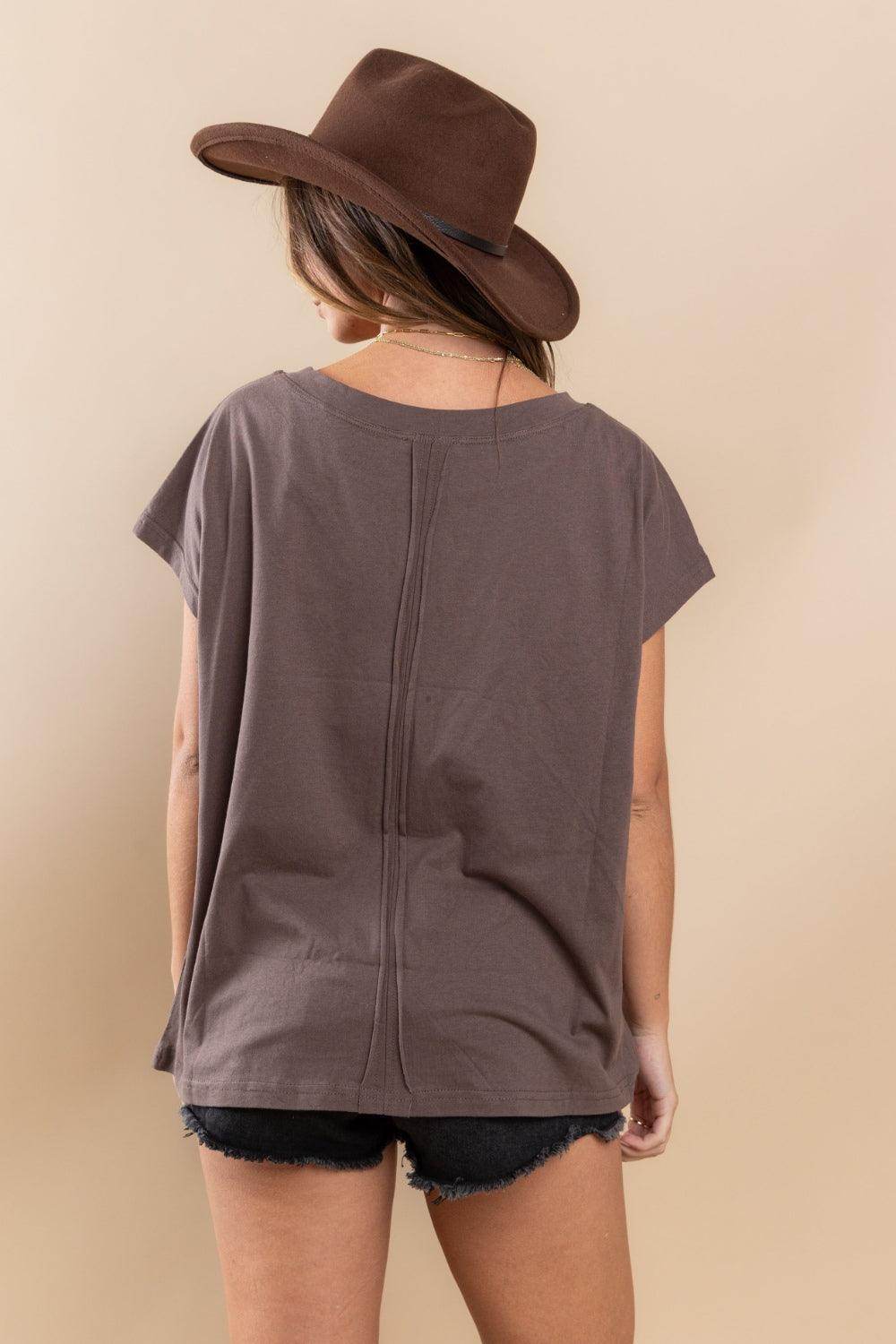 Ces Femme Fringe Detail Round Neck Short Sleeve Top Fashion