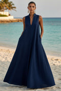 Sleeveless Stand-Collar Maxi Dress – 5 Colors S–3XL