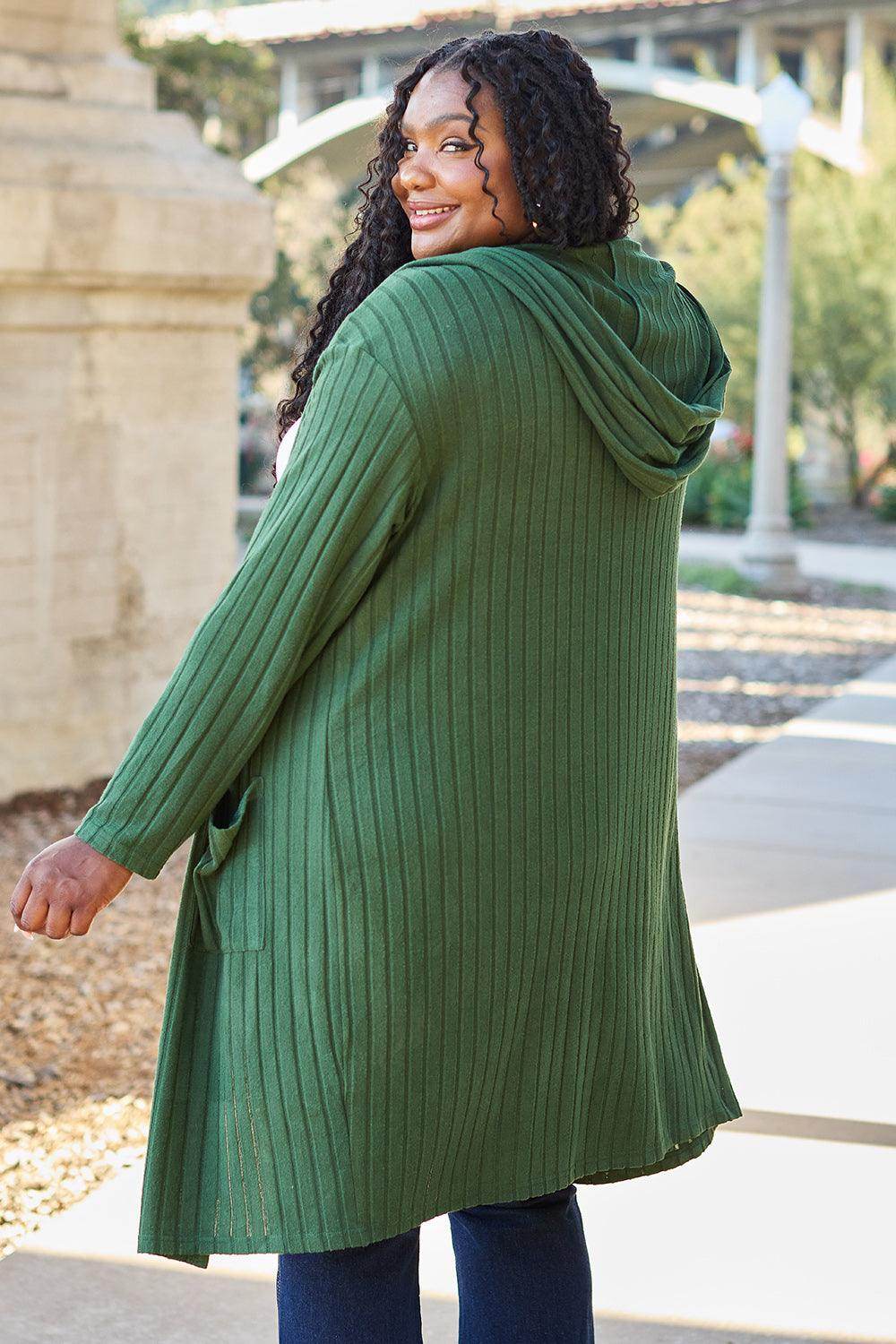 Basic Bae Full Size Hooded Sweater Cardigan for Women