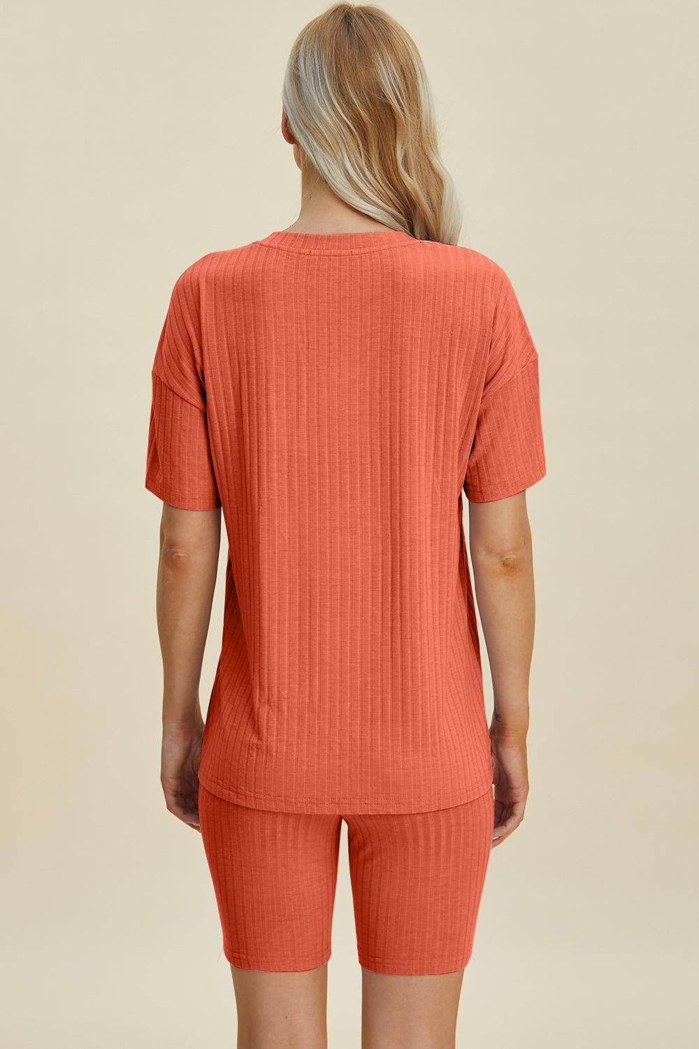 Basic Bae Full Size Ribbed V-Neck Top and Shorts Set For Women