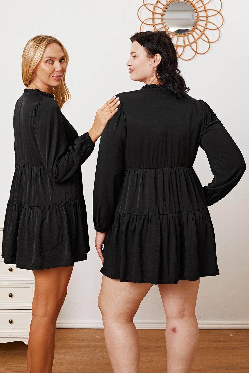 Ruffled Button Up Long Sleeve Tiered Shirt for Women