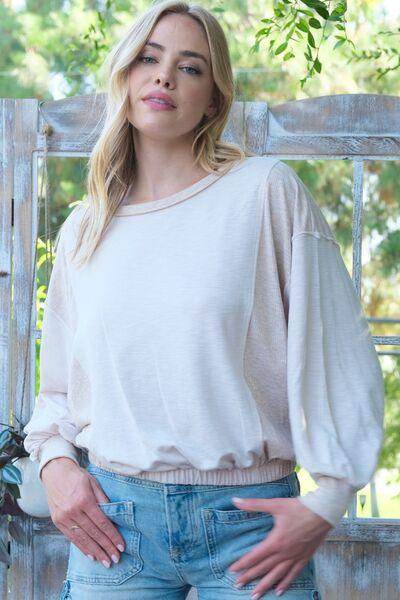 Hailey & Co Rib and Two Tone Knit Mixed Top for Women