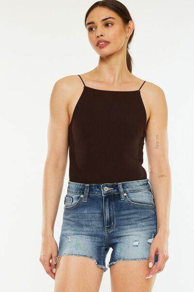 Kancan High Waist Raw Hem Denim Shorts for Summer Style