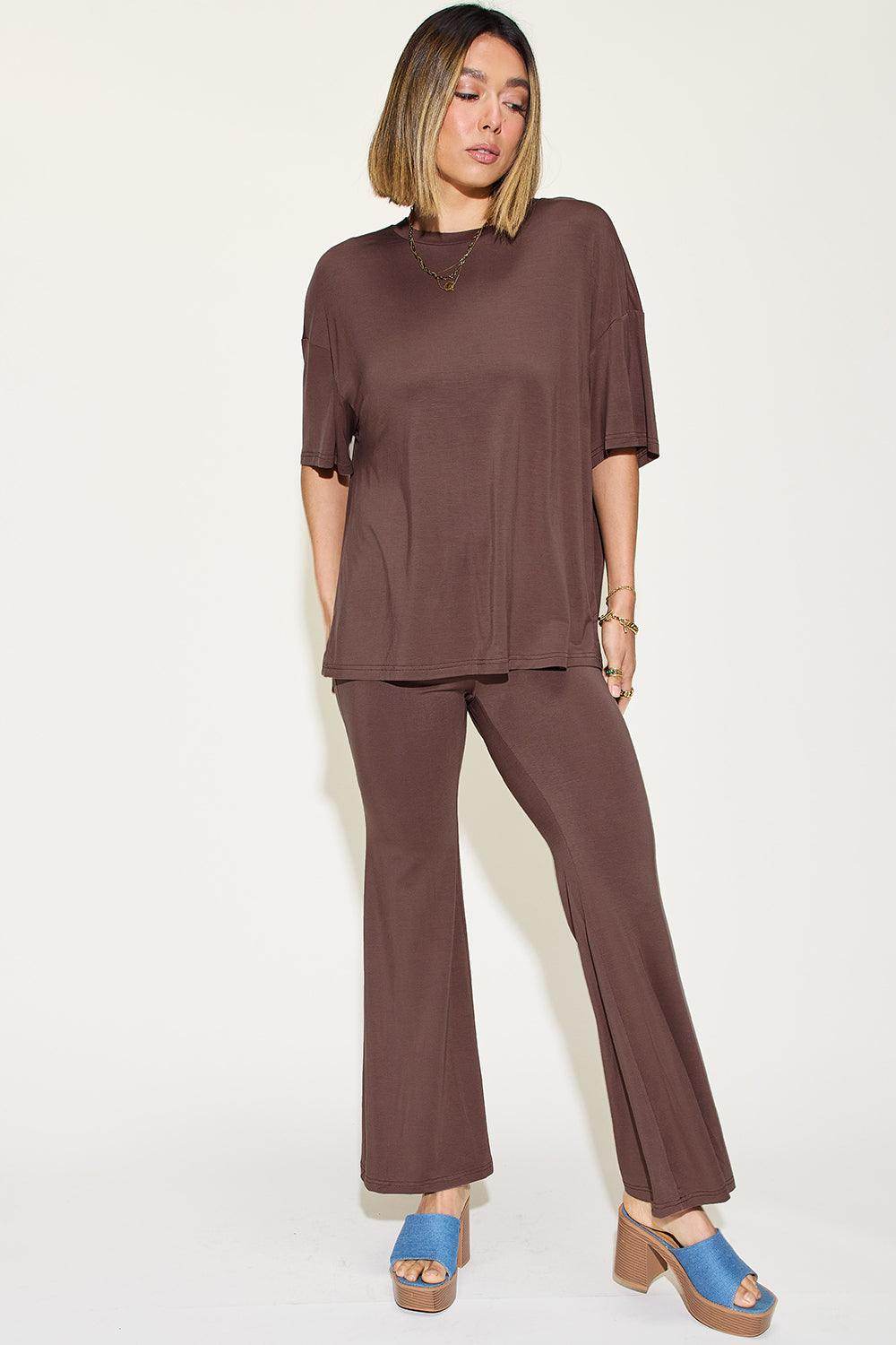 Basic Bae Full Size Bamboo Drop Shoulder T-Shirt Set