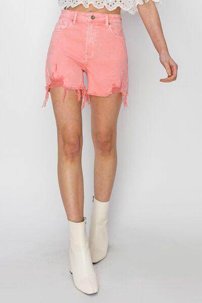RISEN High Rise Distressed Denim Shorts for Trendy Style