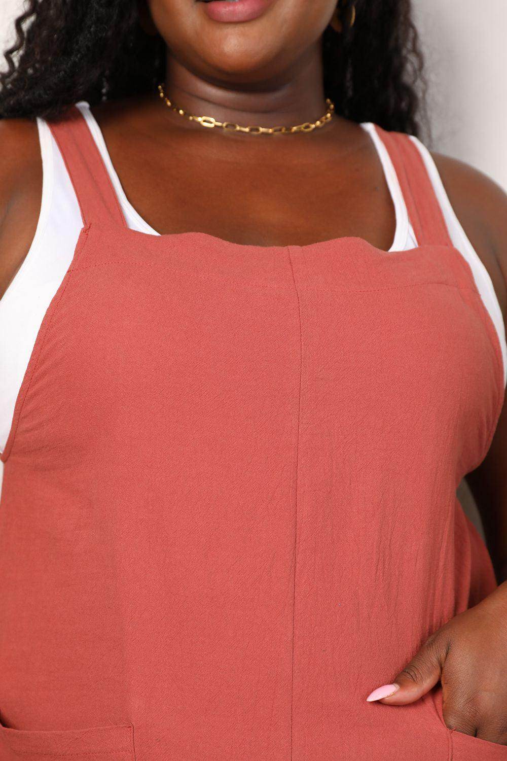 Perfee Wide Leg Overalls with Front Pockets for Women