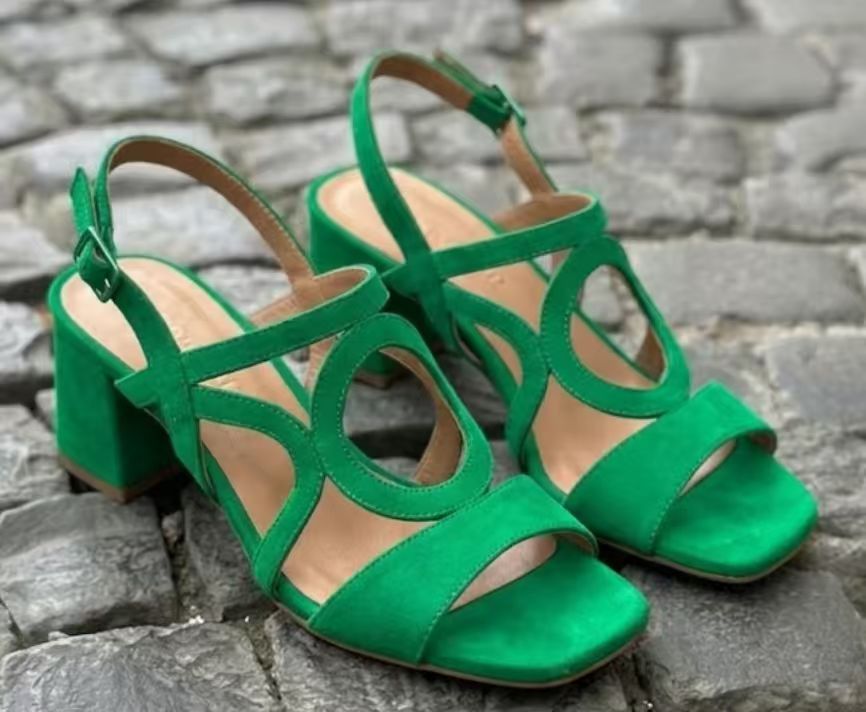 Women's Suede Hollow-Out Buckle Strap High Heel Sandals