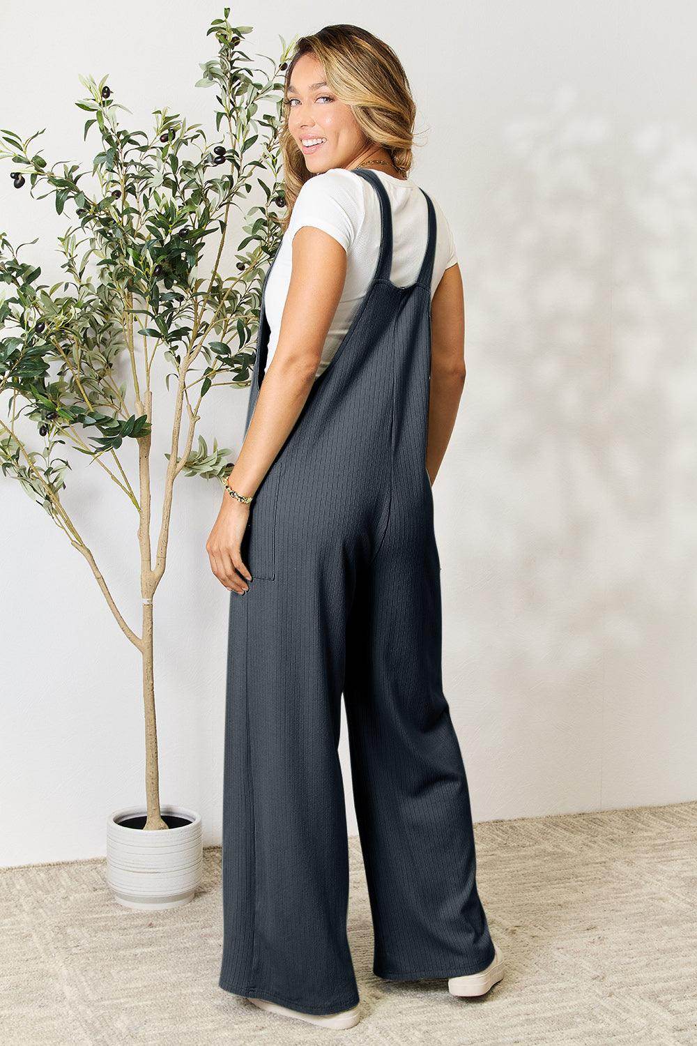 Double Take Full Size Wide Strap Overall with Pockets For Women