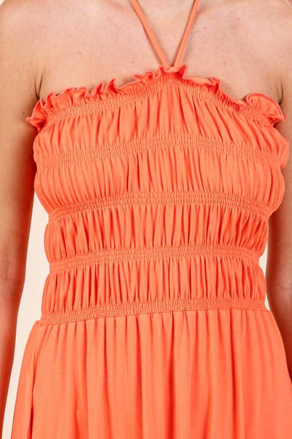 Culture Code Tie Back Shirring Dress with Pockets Chic