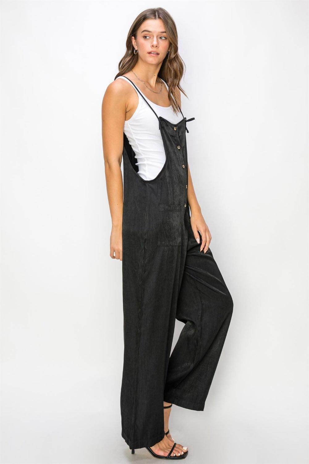 HYFVE Half Button Sleeveless Straight Jumpsuit for Women