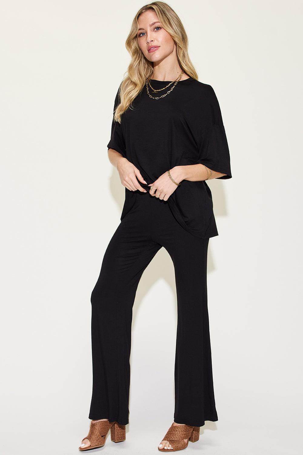 Basic Bae Full Size Bamboo Drop Shoulder T-Shirt Set