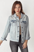 RISEN Distressed Button Up Jacket for Edgy Style