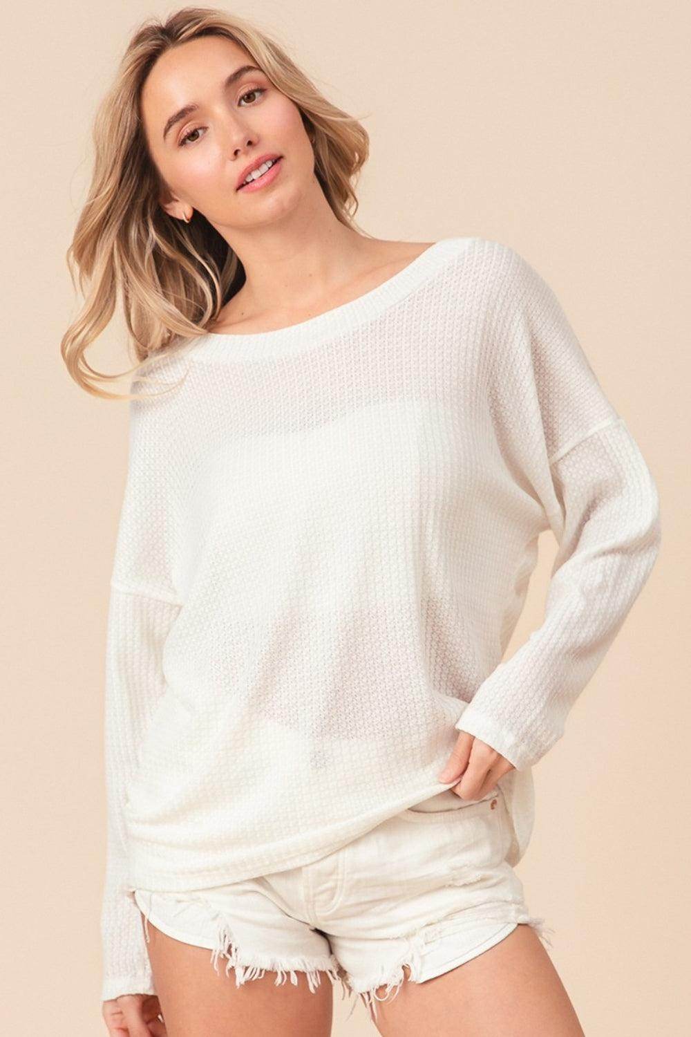 BiBi Waffled Backless Drawstring T-Shirt for Summer Style
