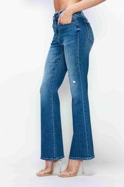 Bytos Full Size High Rise Bootcut Jeans With Pockets
