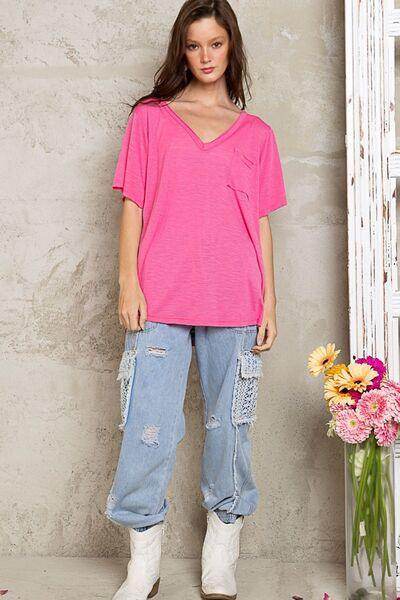 POL V-Neck Short Sleeve T-Shirt for Casual Everyday Wear