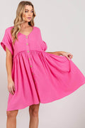 SAGE + FIG Button Up Short Sleeve Dress for Women