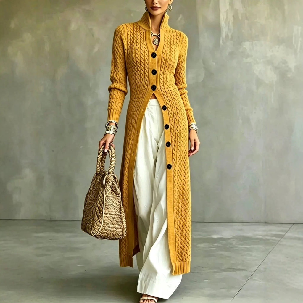 Women's Long Button-Front Knit Cardigan