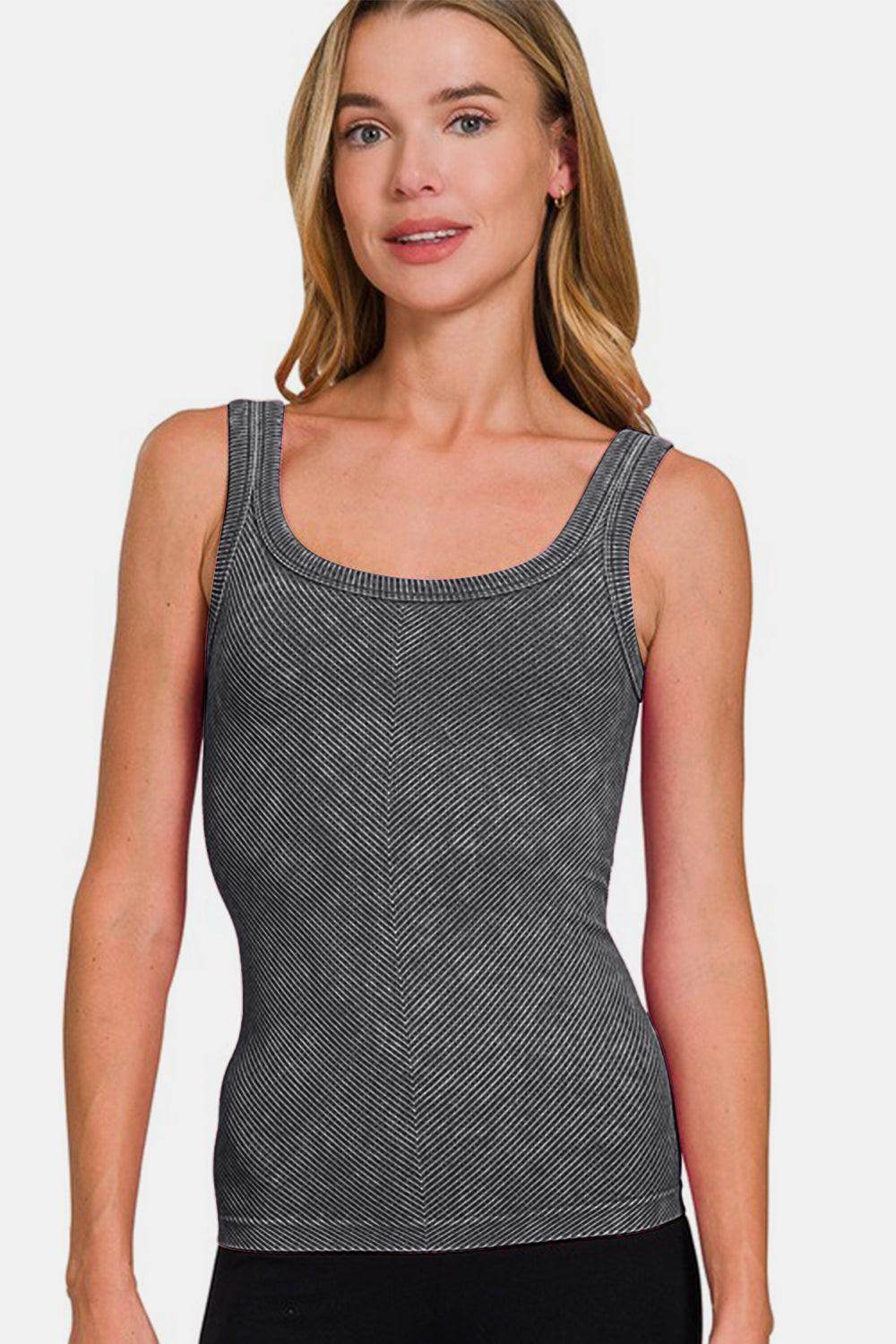 Zenana Ribbed Scoop Neck Tank for Versatile Wardrobe Use