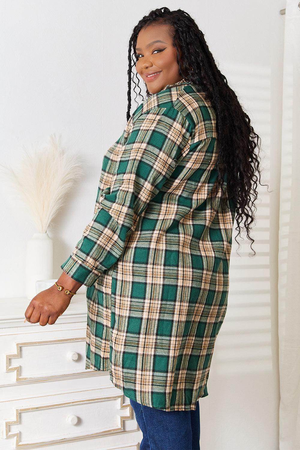 Mandy Plaid Collared Neck Long Sleeve Shirt for Women