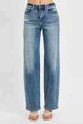 RISEN Full Size Distressed Wide Leg Jeans Plus Size Fashion