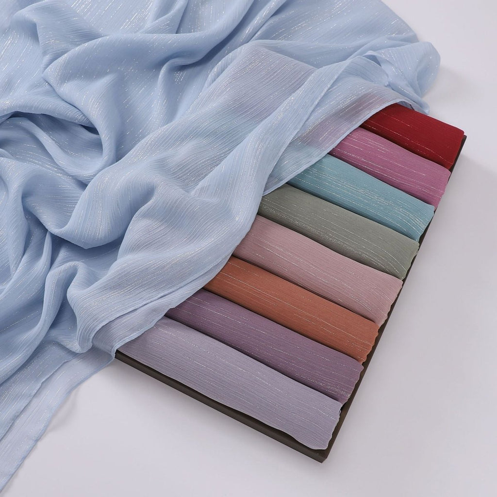 Effortless Grace Scarf Silver Crinkle Chiffon Hijab (MH153)