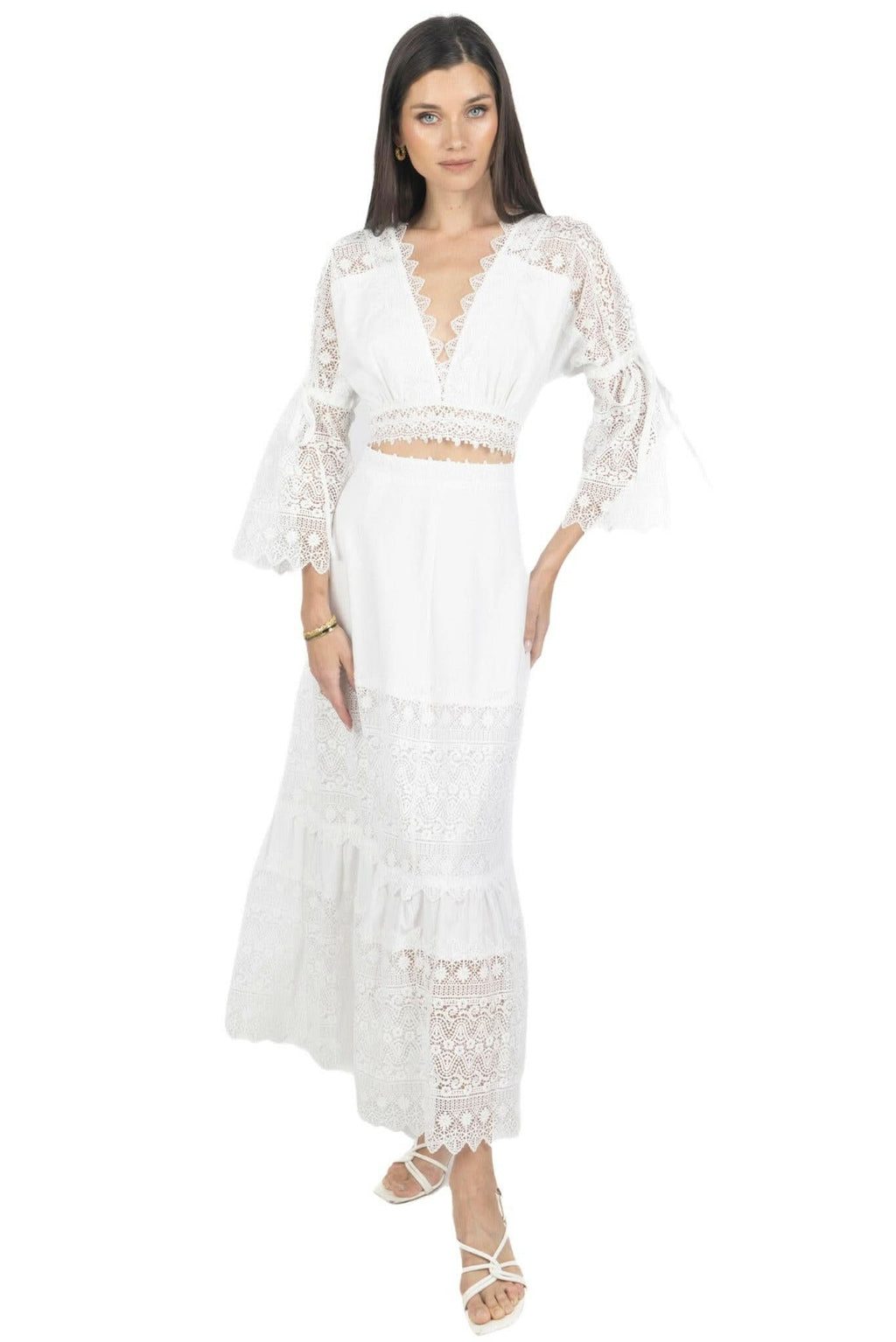 Emily Guipure Lace Top & Maxi Skirt Set