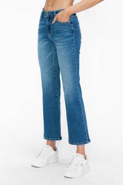Bytos Full Size Cat's Whiskers Mid Rise Ankle Jeans For Women