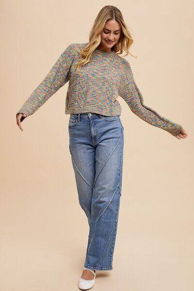 Annie Wear Decorative Seams Wide Leg Jeans for Women