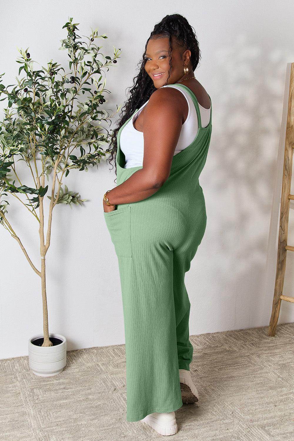 Double Take Full Size Wide Strap Overall with Pockets For Women