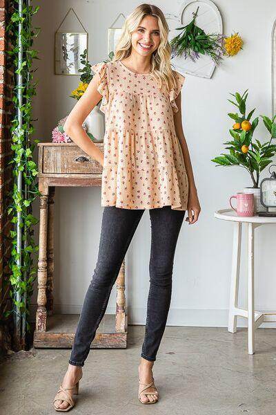 Heimish Full Size Butterfly Short Sleeve Floral Top Plus Size