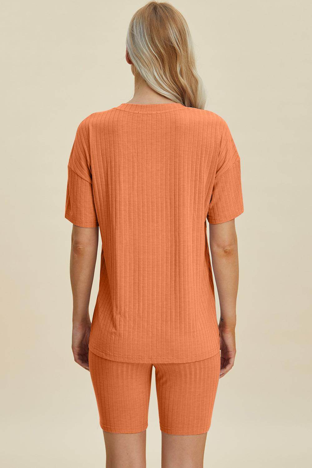 Basic Bae Full Size Ribbed V-Neck Top and Shorts Set For Women
