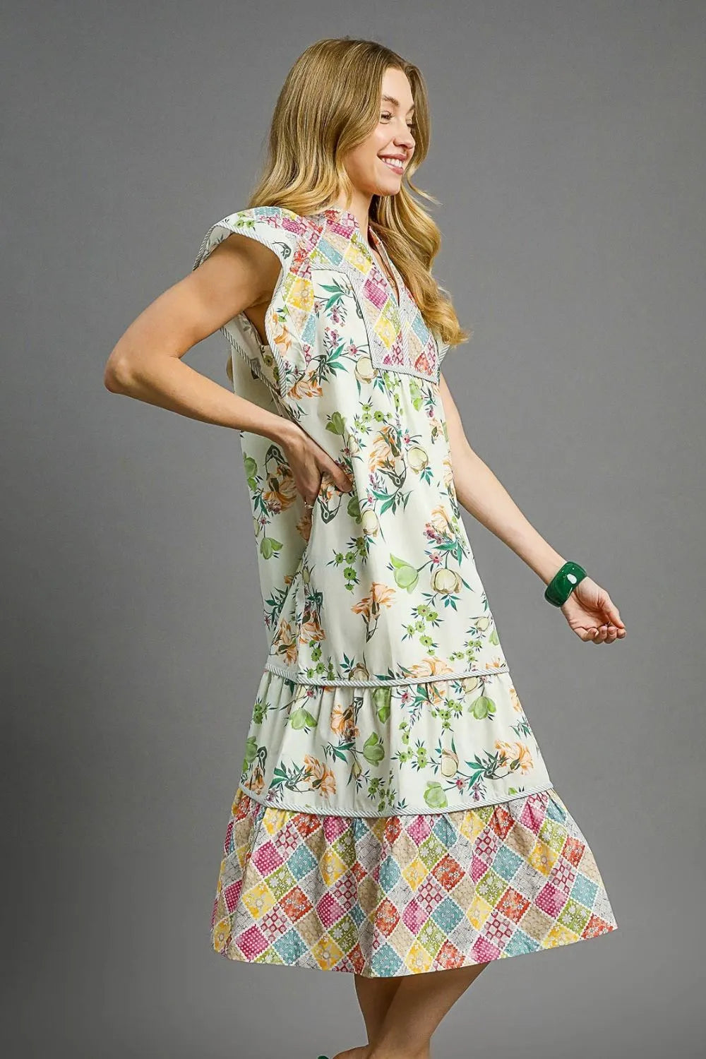 Selvanelle Patchwork Garden Midi Dress