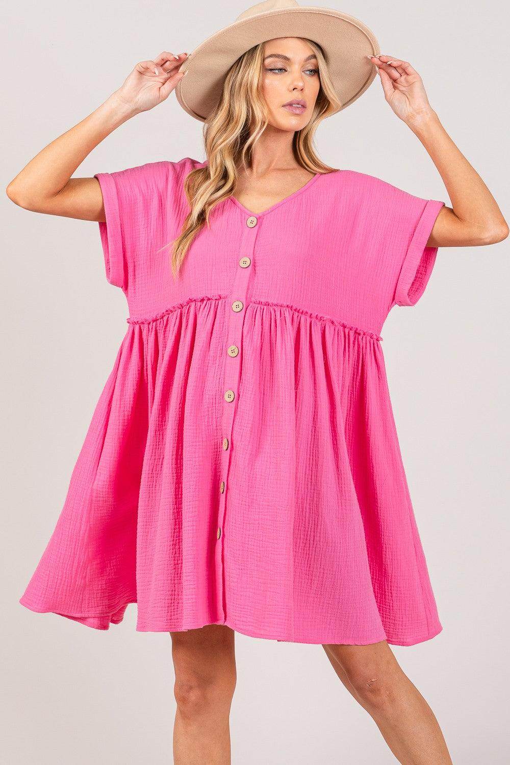 SAGE + FIG Button Up Short Sleeve Dress for Women