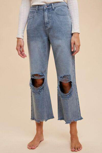 Annie Wear Distressed Raw Hem Jeans for Casual Style