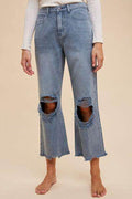 Annie Wear Distressed Raw Hem Jeans for Casual Style