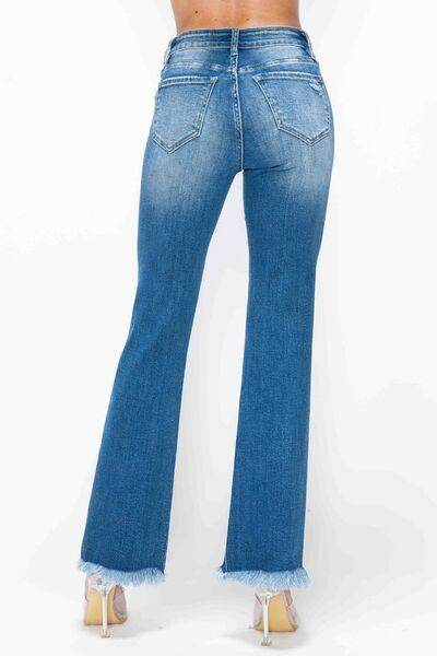 Bytos Full Size Raw Hem Distressed High Rise Bootcut Jeans
