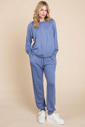 Super Lady Round Neck Raglan Sleeve Top and Pants Set