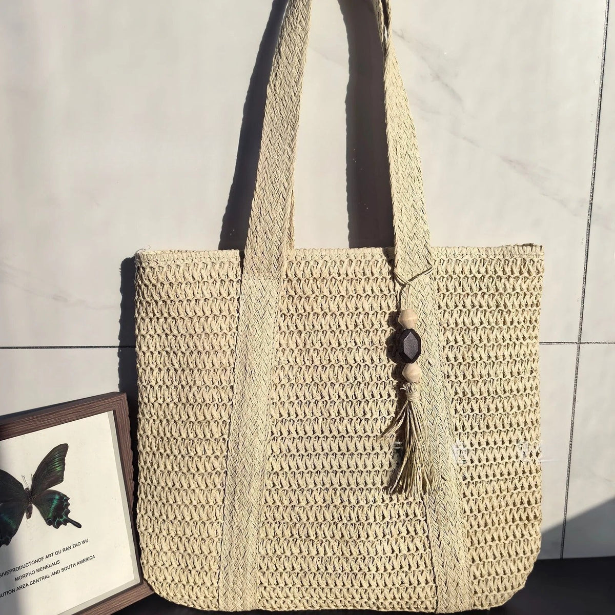 Elegant Straw Shoulder Bag – Women’s Premium Large Beach Tote, Commuter Woven Purse